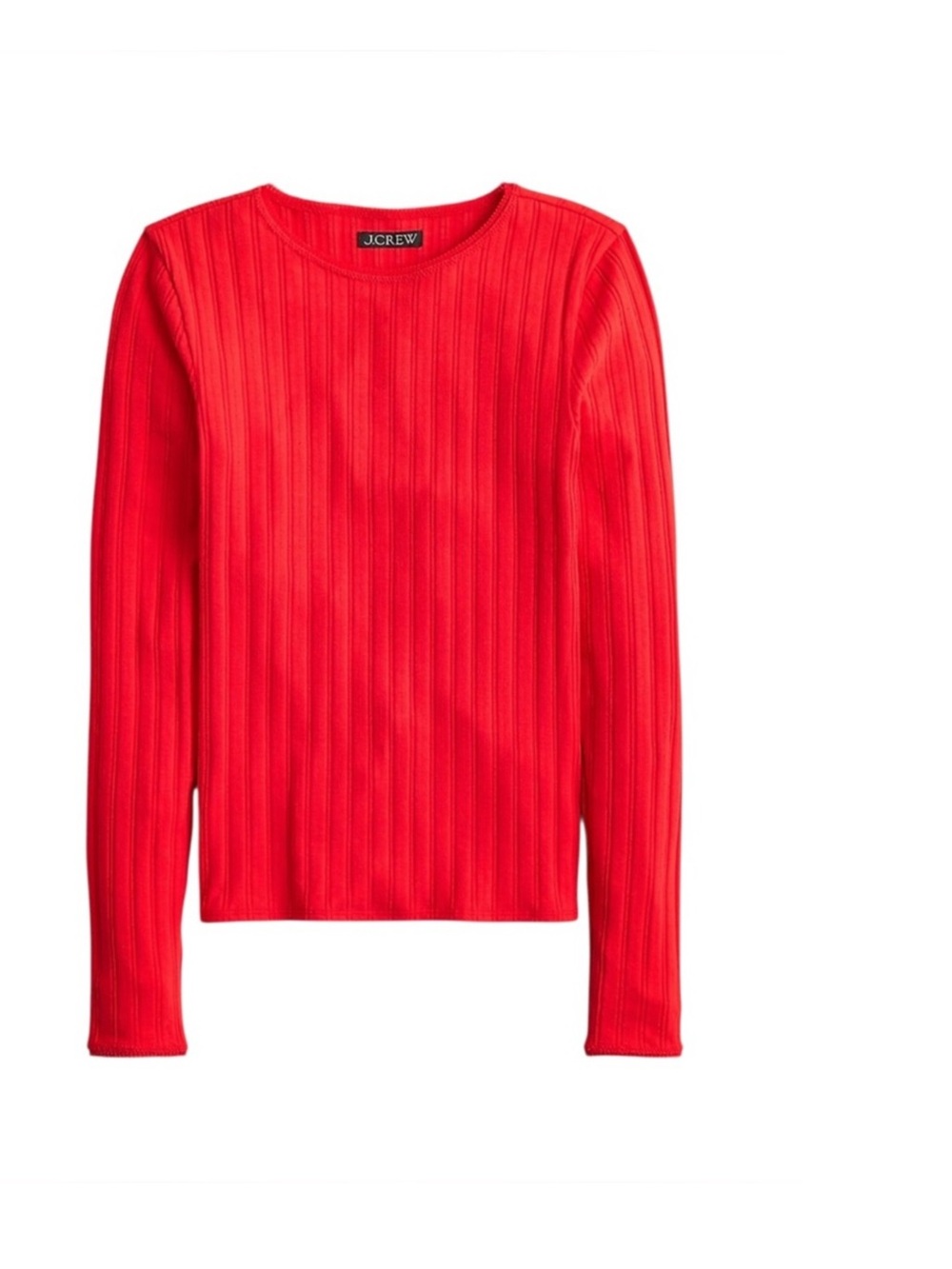 J. Crew Pointelle Ribbed Slim Fit Long Sleeve T Shirt in Red Size Large NWT